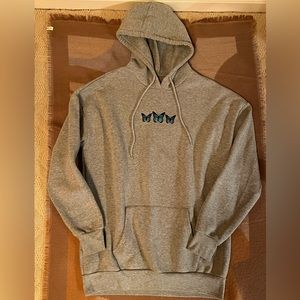 Oversized Hoodie with blue butterflies, S